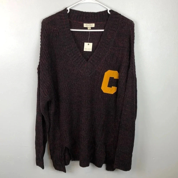 Ultra Flirt V- Neckline With A Fuzzy Letter Patch Sweater - Picture 3 of 8